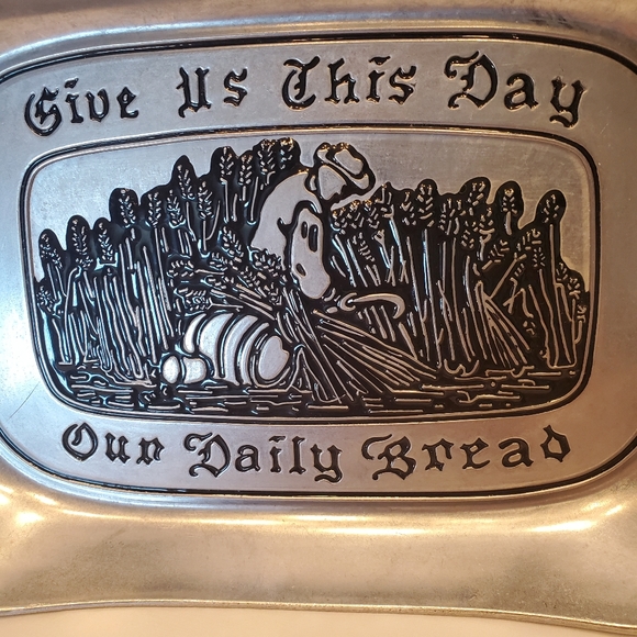 Wilson Armetale Give Us This Day Vtg Large Metal Bread Tray - Picture 2 of 4